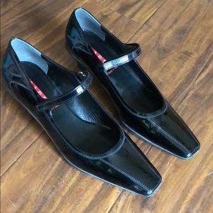 Black Patent Leather Prada Heels, sz 38.5